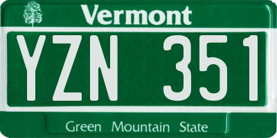 VT license plate YZN351