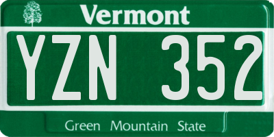 VT license plate YZN352