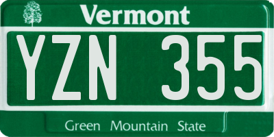 VT license plate YZN355