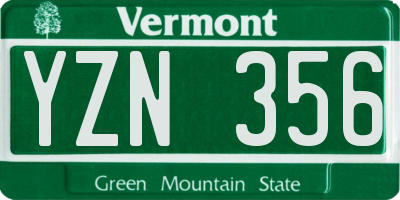 VT license plate YZN356