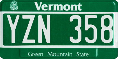 VT license plate YZN358