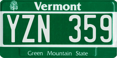 VT license plate YZN359