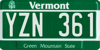 VT license plate YZN361