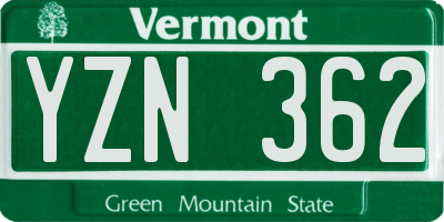 VT license plate YZN362