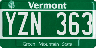 VT license plate YZN363