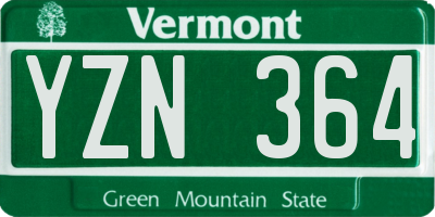 VT license plate YZN364