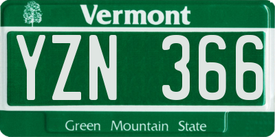 VT license plate YZN366