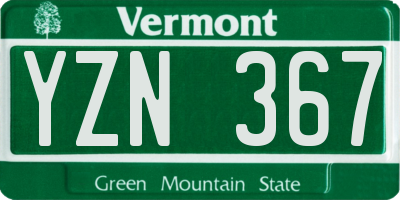 VT license plate YZN367