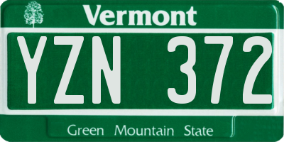 VT license plate YZN372