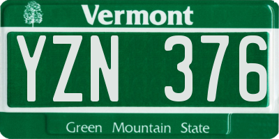 VT license plate YZN376