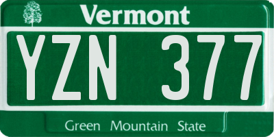 VT license plate YZN377
