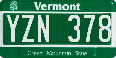 VT license plate YZN378