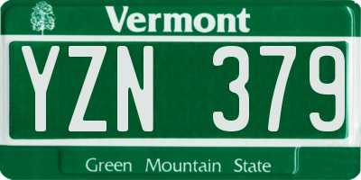 VT license plate YZN379