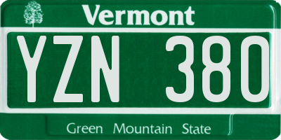 VT license plate YZN380