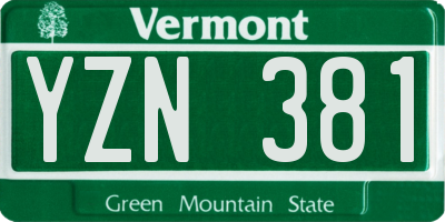 VT license plate YZN381