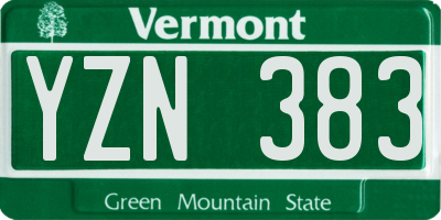 VT license plate YZN383