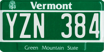 VT license plate YZN384