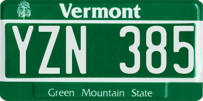 VT license plate YZN385