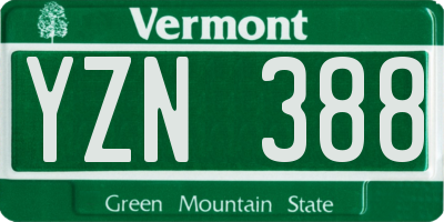 VT license plate YZN388