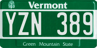 VT license plate YZN389