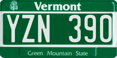 VT license plate YZN390