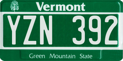 VT license plate YZN392