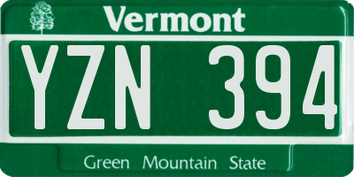 VT license plate YZN394