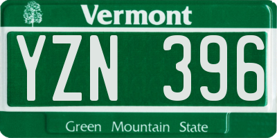 VT license plate YZN396