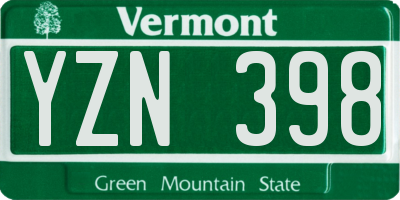 VT license plate YZN398