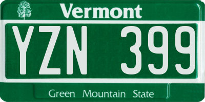 VT license plate YZN399