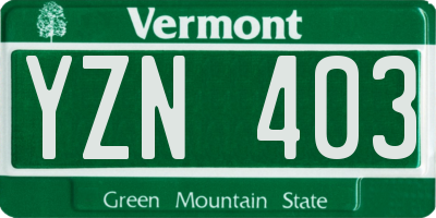 VT license plate YZN403