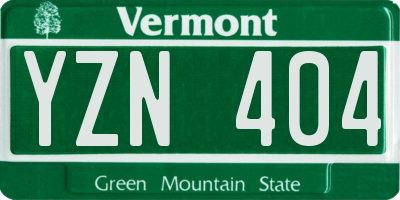 VT license plate YZN404