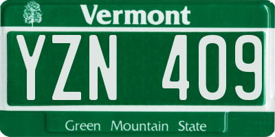 VT license plate YZN409