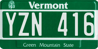 VT license plate YZN416