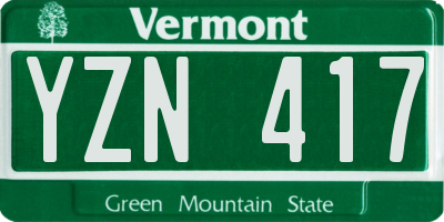 VT license plate YZN417