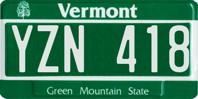 VT license plate YZN418