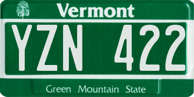 VT license plate YZN422