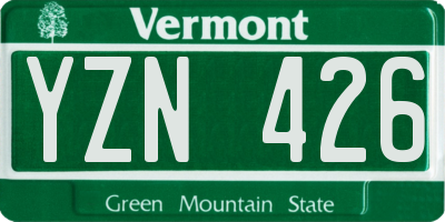 VT license plate YZN426