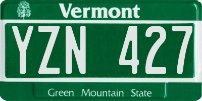 VT license plate YZN427
