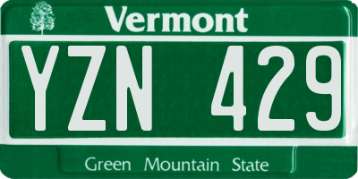 VT license plate YZN429