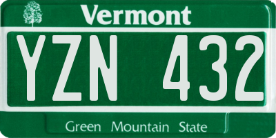 VT license plate YZN432