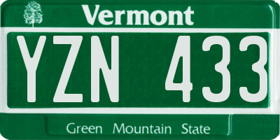 VT license plate YZN433