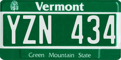 VT license plate YZN434