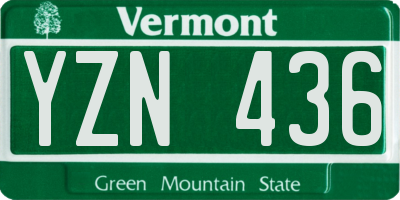 VT license plate YZN436