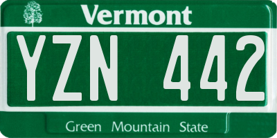 VT license plate YZN442