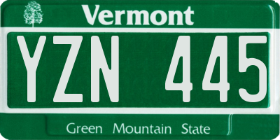VT license plate YZN445