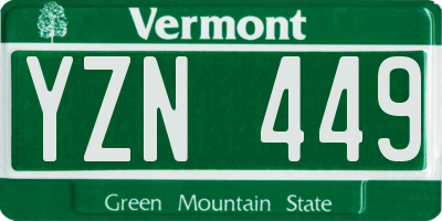 VT license plate YZN449