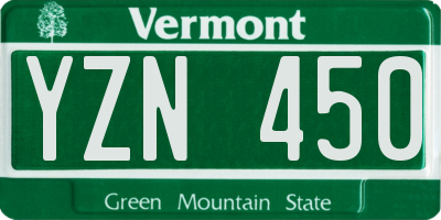 VT license plate YZN450