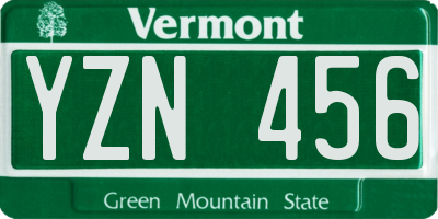 VT license plate YZN456