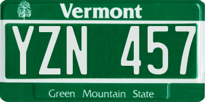 VT license plate YZN457
